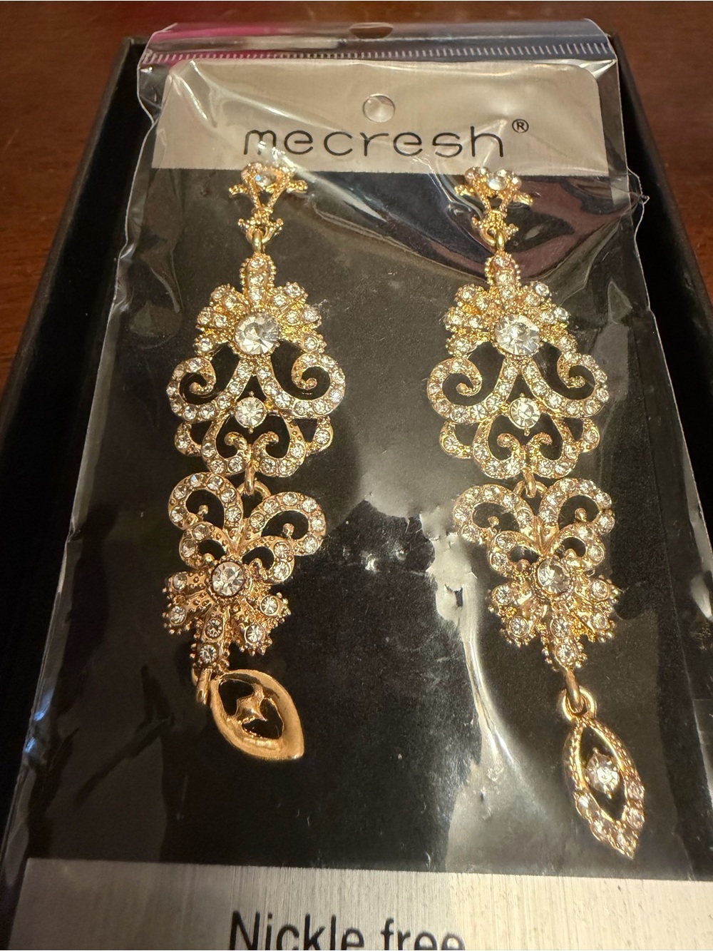 Mecrish Gold Crystal Drop Earrings - Elegant Women’s Jewelry